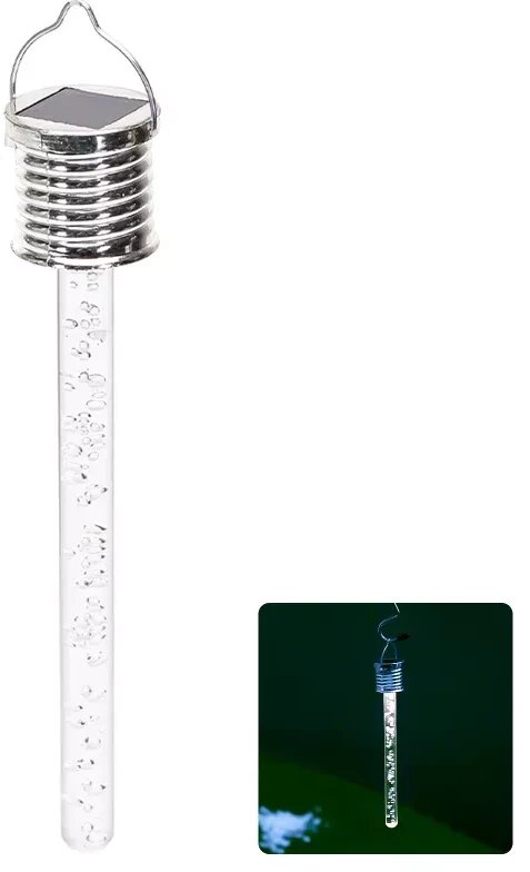 Sopel solarny 19 cm o chłodnym świetle do zawieszenia na roślinności