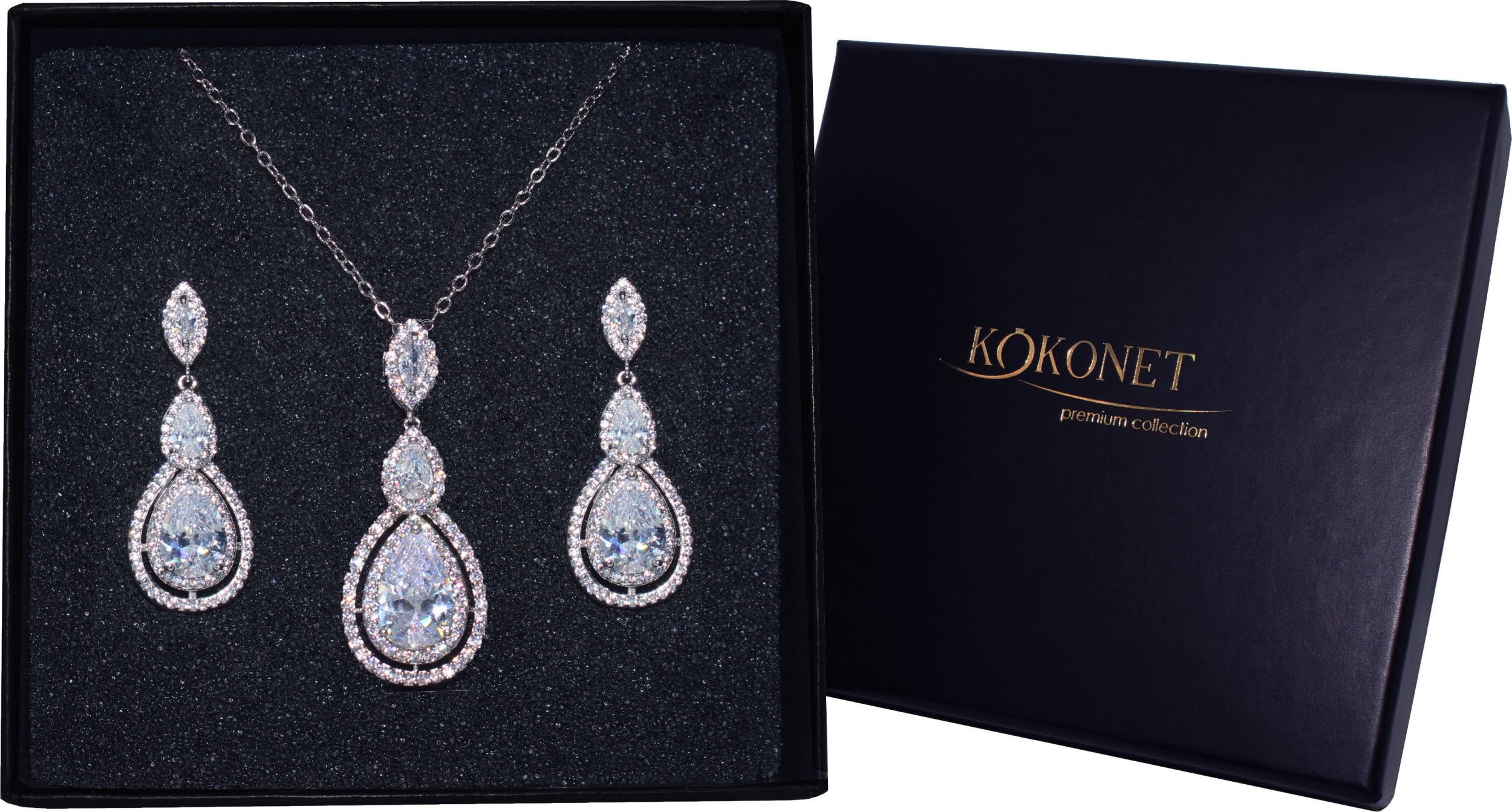 KOKONET Komplet eleganckiej srebrnej biżuterii ślubnej