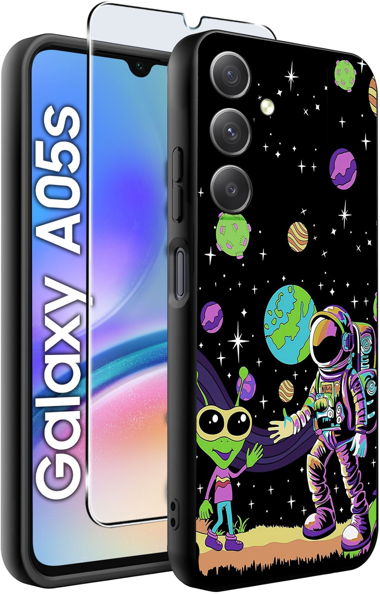 ETUI do Samsung A05s WZORY | SILIKONOWE MATT CASE + SZKŁO 9H