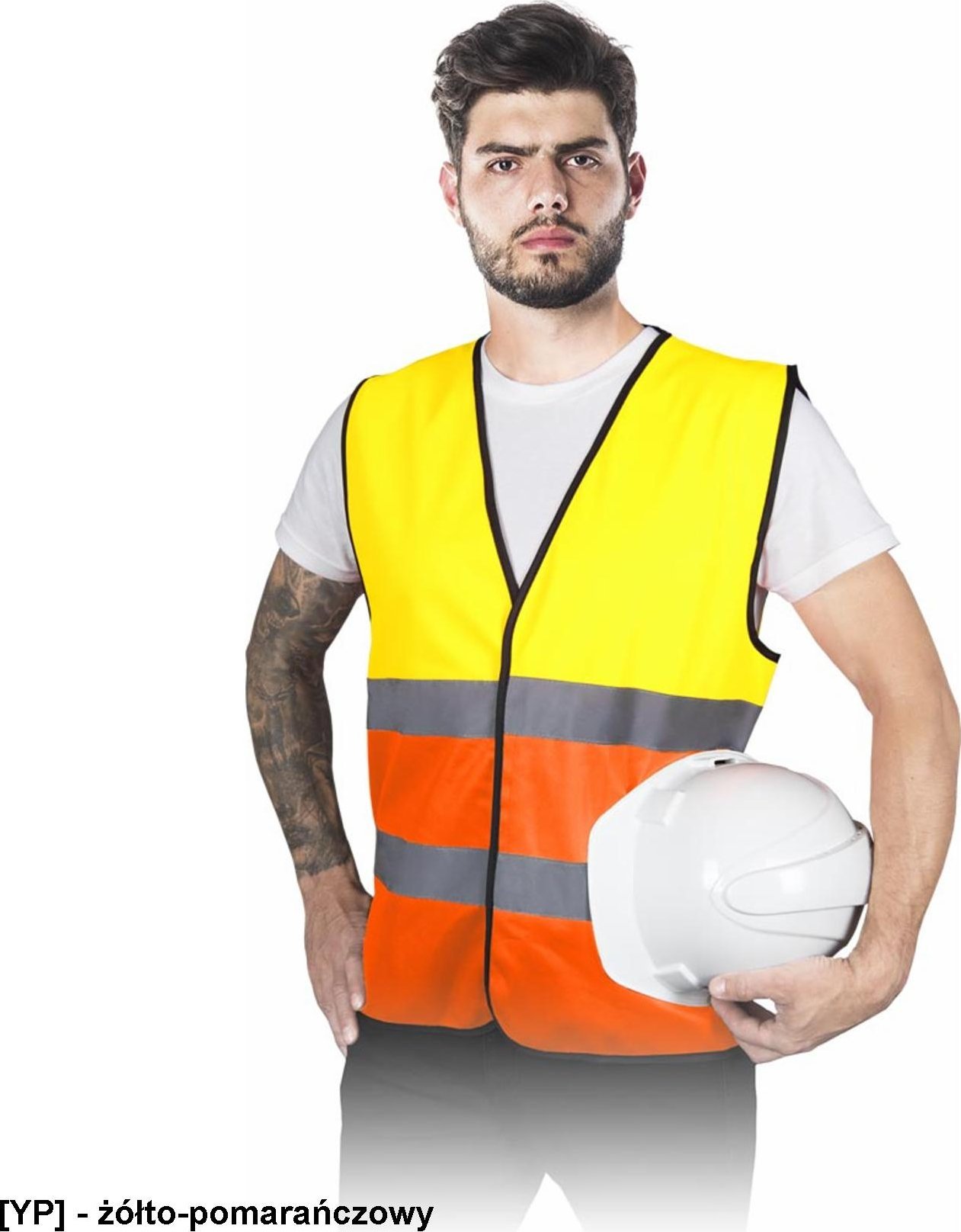 R.E.I.S. KOS-DOUBLE - Kamizelka ostrzegawcza z pasami odblaskowymi - żółto-pomarańczowy 2XL