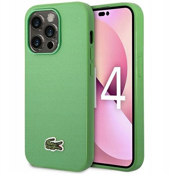 Lacoste Etui do iPhone 14 Pro 6.1" zielony hardcase Iconic Petit Pique MagSafe