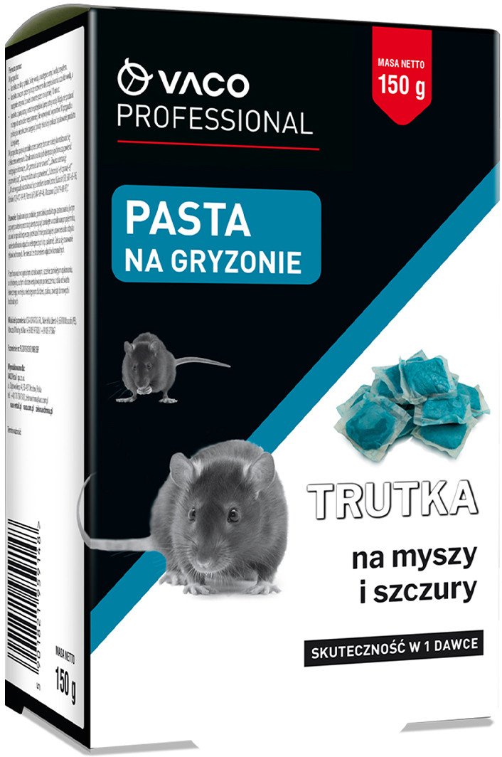 Trutka na szczury myszy Pasta 150gr Saszetki Brodifakum Bitrex VACO PRO