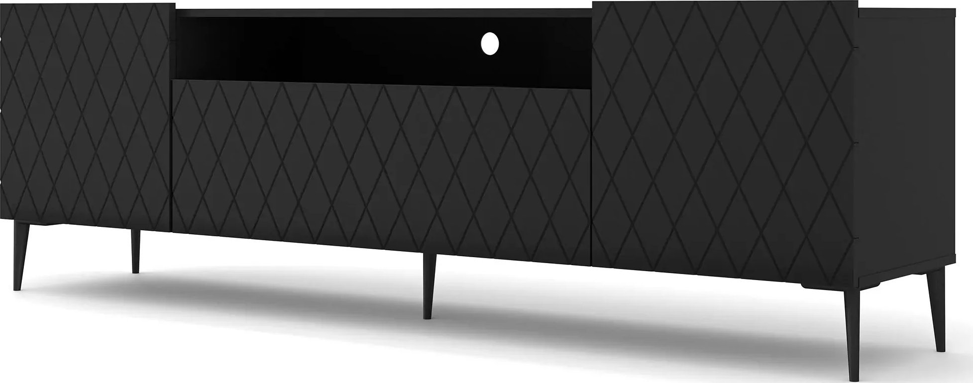 Elior Szafka rtv czarny mat + czarne nogi - Nuvis 4X