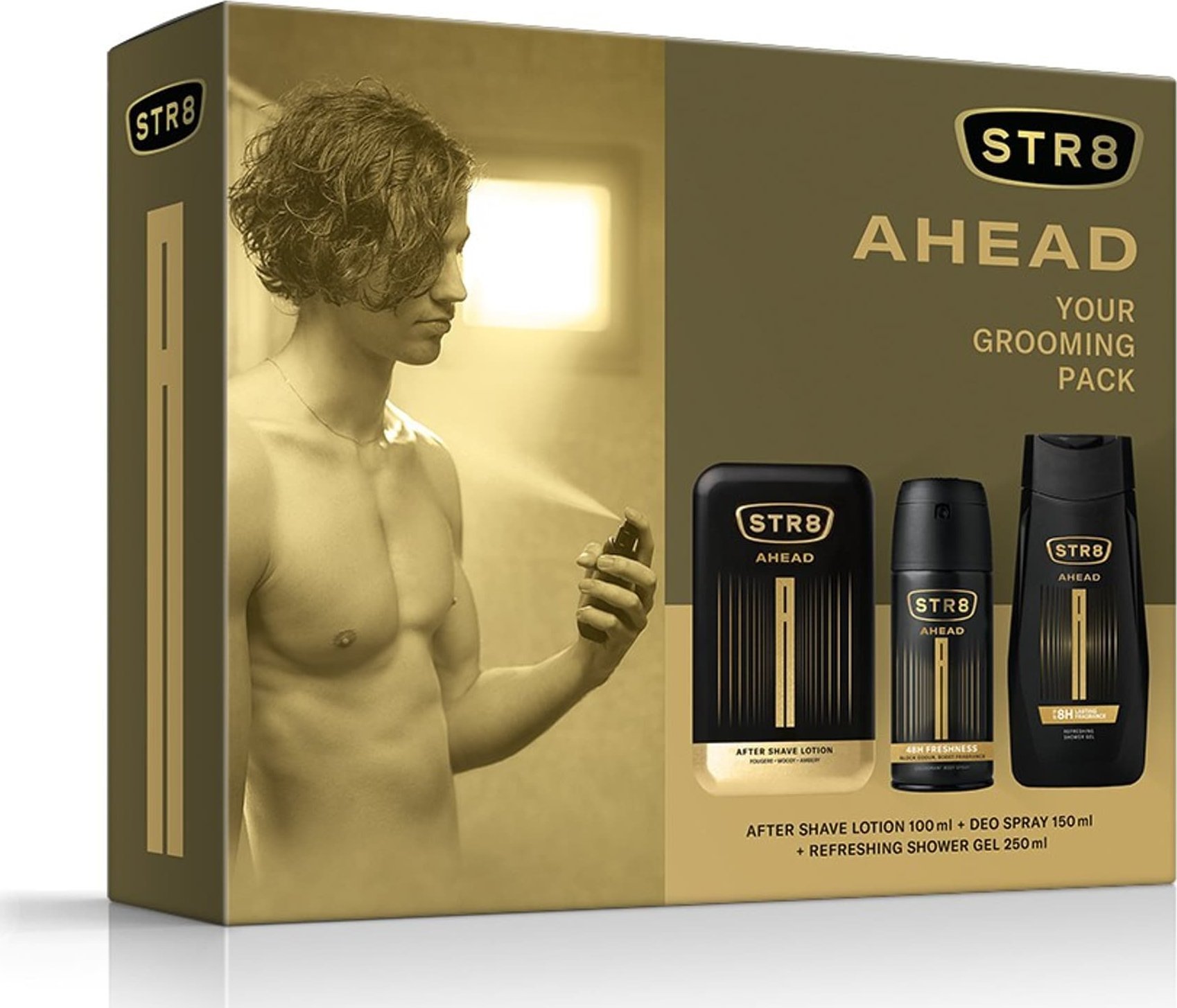 STR8 STR 8 Zestaw prezentowy Ahead (Woda po goleniu 100ml+Deo spray 150ml+Żel pod prysznic 250ml)