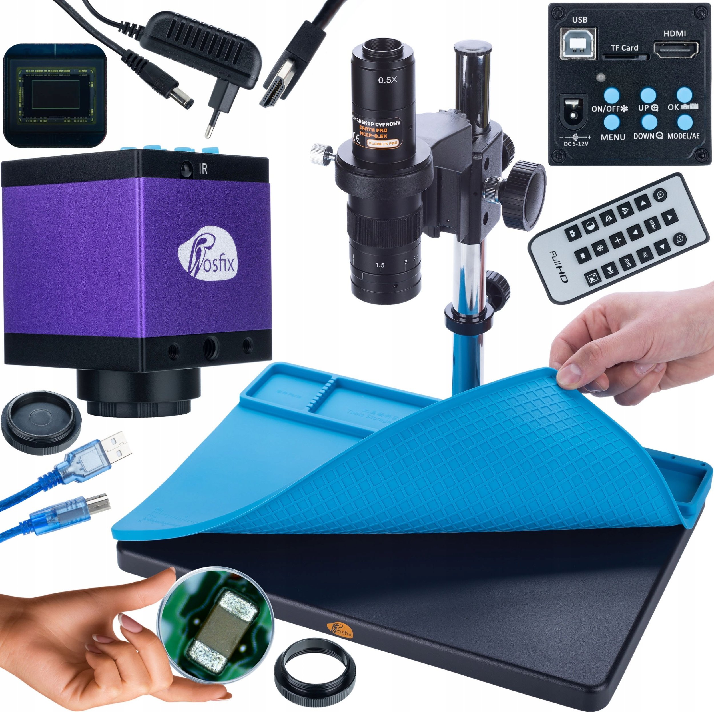 Mikroskop Rosfix MIKROSKOP CYFROWY LUTOWANIE JUBILERSTWO KAMERA 720P DUŻA SILIKONOWA MATA
