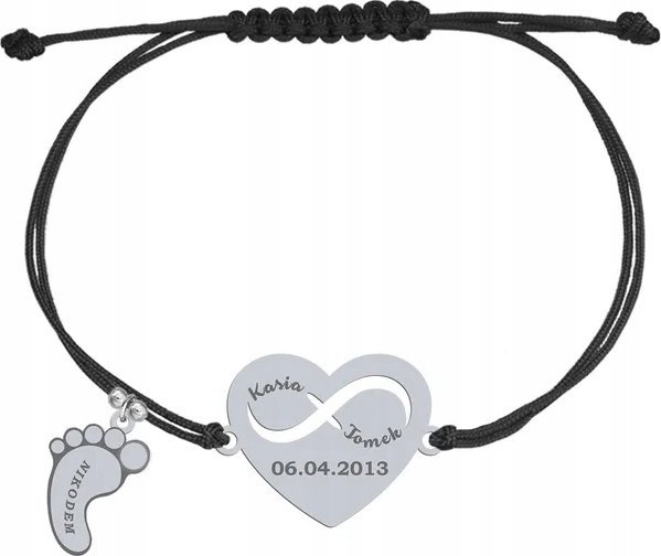 Radziszewska Jewellery Bransoletka Srebrna Serce Imię Dziecka Biżuteria Dzień Matki Prezent