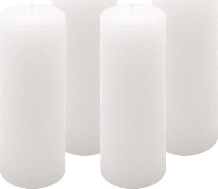 Zestaw świec rustykalnych, 20 cm, 7,5 cm, biały, 4 szt.