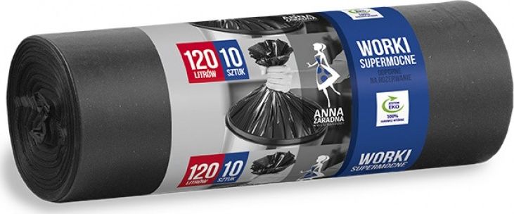 Anna Zaradna Worki na śmieci ANNA ZARADNA, supermocne, 120 l, 10 szt., czarny