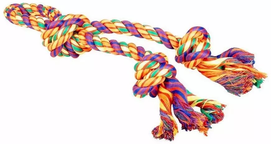 Duvo+ Zabawka sznurkowa z 3 węzłami i pętlą, multikolor 42x15x7cm