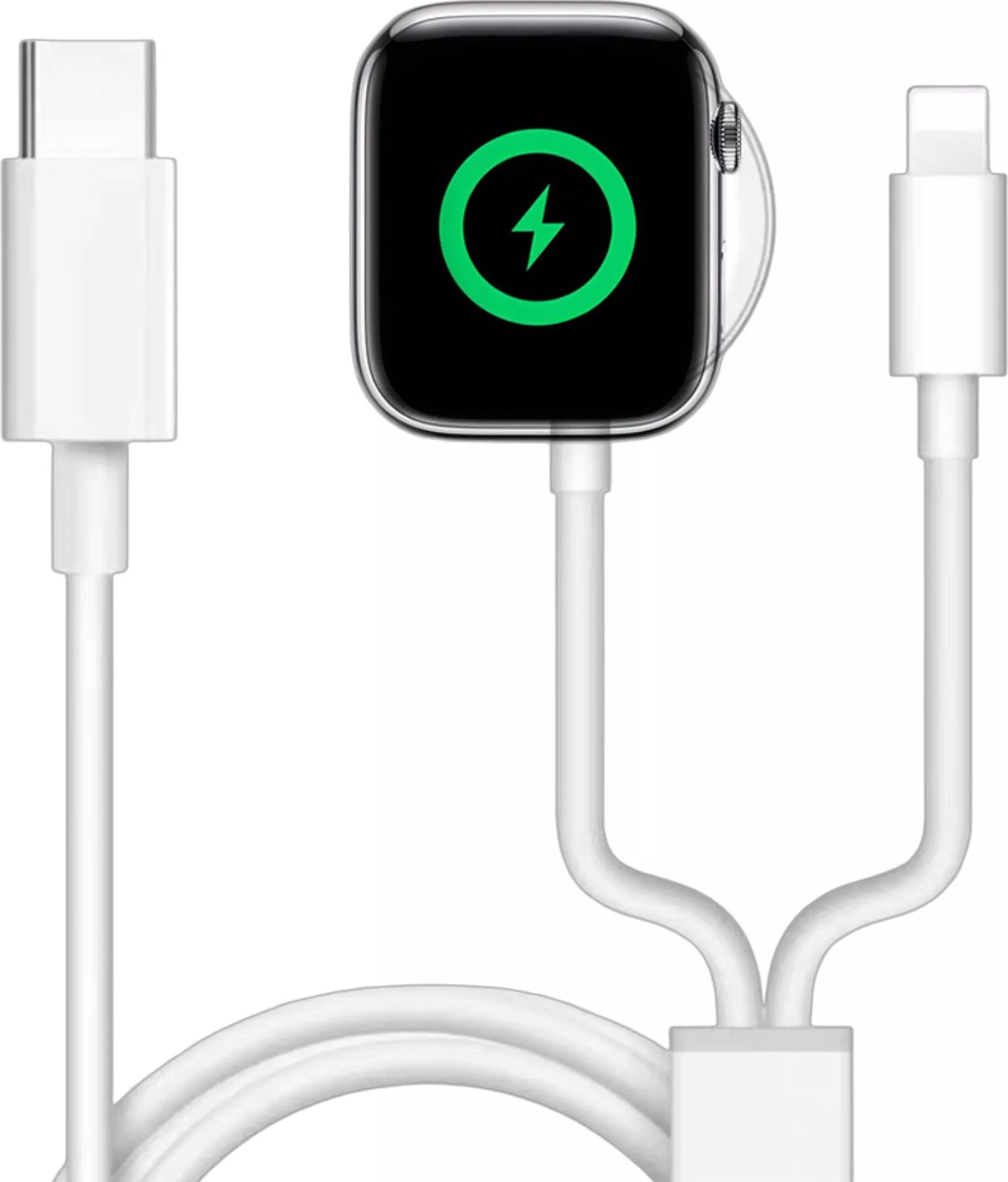Kabel USB Alogy Kabel ładowarka indukcyjna magnetyczna 2w1 do Apple Watch, iPhone przewód 1M Lightning USB-C Alogy Biały