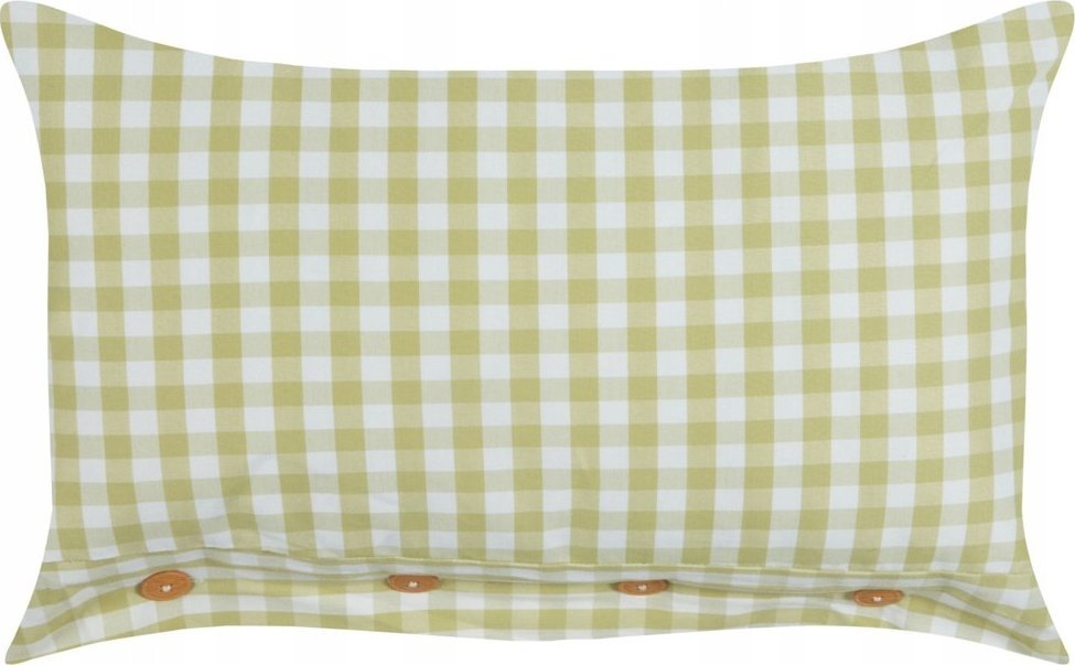 Beliani Poduszka dekoracyjna w kratę 40 x 60 cm oliwkowo-biała TALYA
