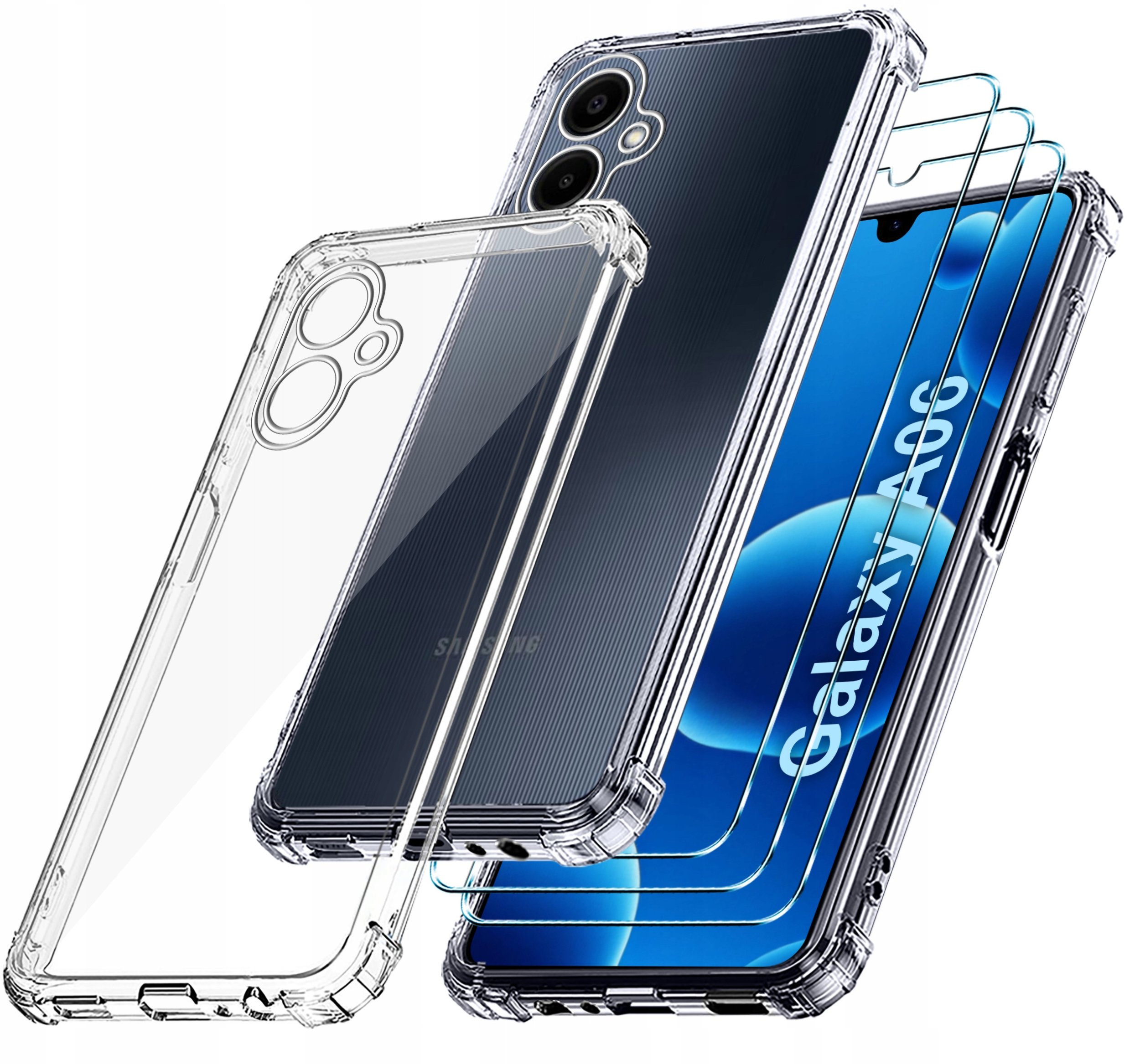 Etui PANCERNE do Samsung A06 ANTI-SHOCK SILIKON CASE + 3 SZTUKI SZKŁO