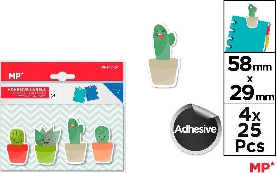 Teka Karteczki samoprzylepne kaktusy 4x25szt