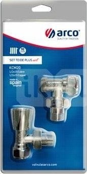 Zestaw zaworów grzejnikowych kątowych (zasilający + powrotny), 1/2 x 16, do rur wielowarstwowych, chrom polerowany (503555 + 507555) TEIDE PLUS