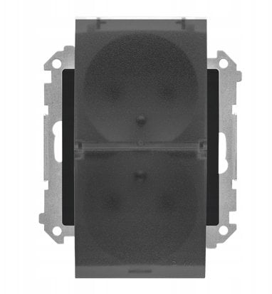 Kontakt-Simon Simon Gniazdo podwójne do wersji IP44 z uszczelką (moduł), szybkozłącza. Klapka transparentna Czarny mat TGZ2BMCZ.01/149A