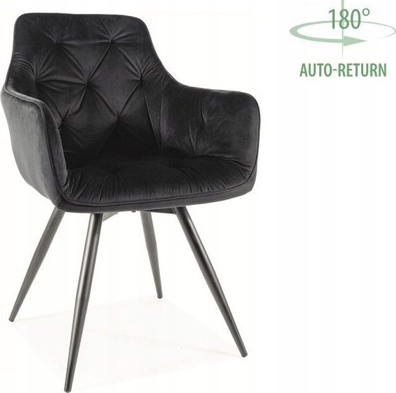 Signal Krzesło obrotowe do salonu MANGO Velvet czarne Signal