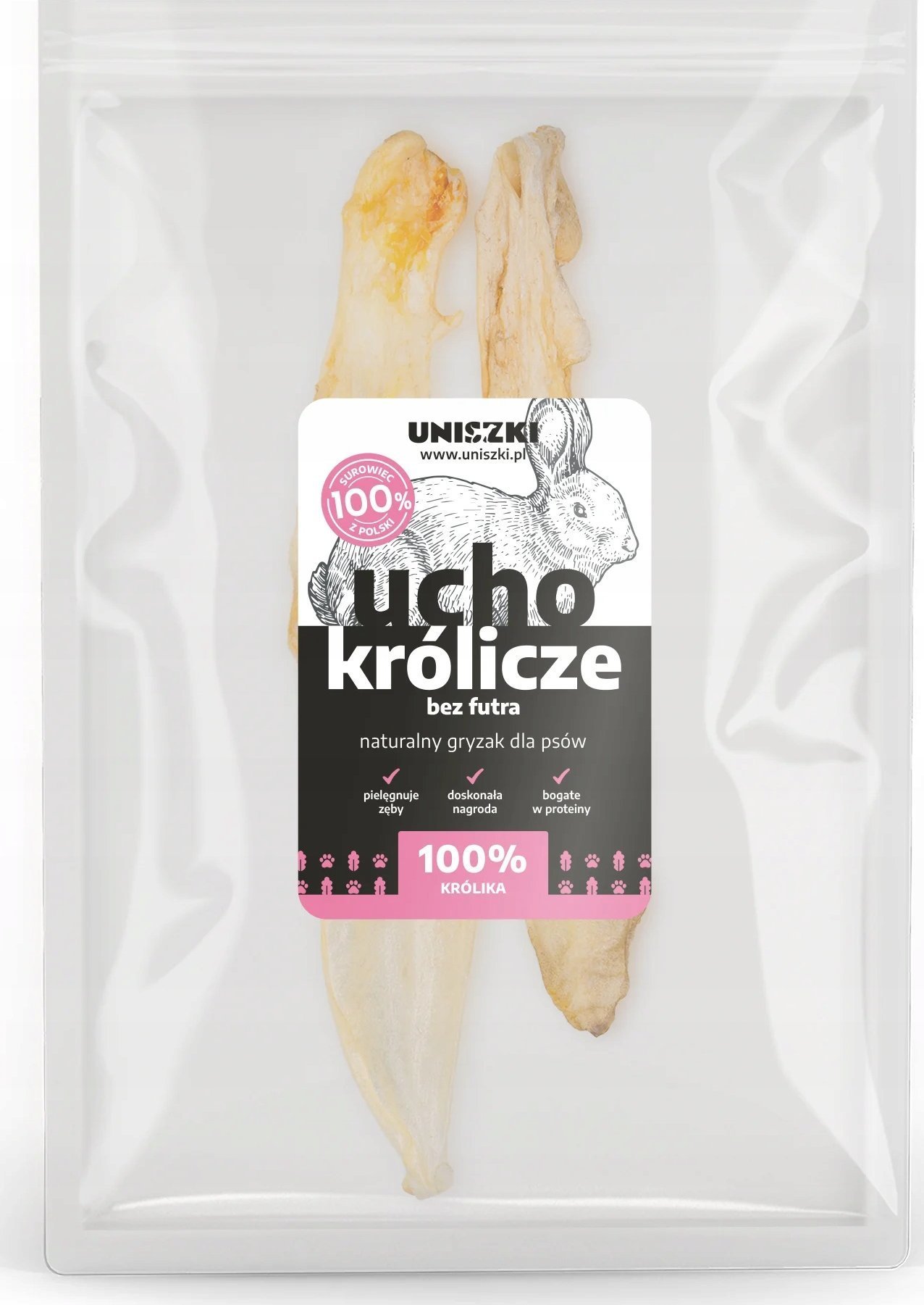 UNISZKI Ucho królicze bez futra 2szt
