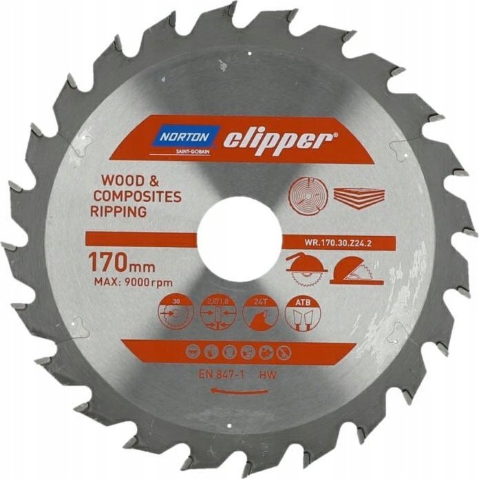 Norton NORTON PIŁA TARCZOWA 170mm x 30mm x 24z DREWNO I KOMPOZYTY ATB (2,8 / 1,8)