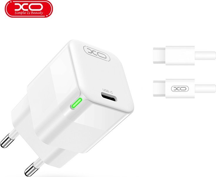 Ładowarka XO XO ładowarka sieciowa CE06 PD 30W 1x USB-C biała + kabel USB-C - USB-C