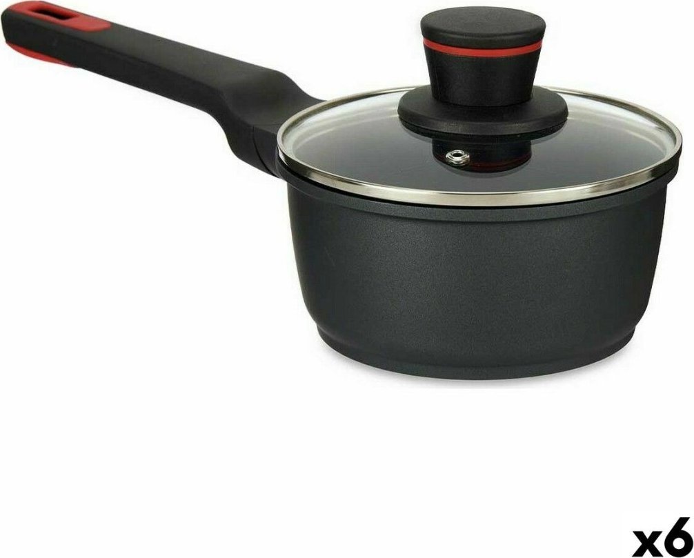 Kinvara Garnek z Pokrywką 16 cm Czarny Aluminium (6 Sztuk)