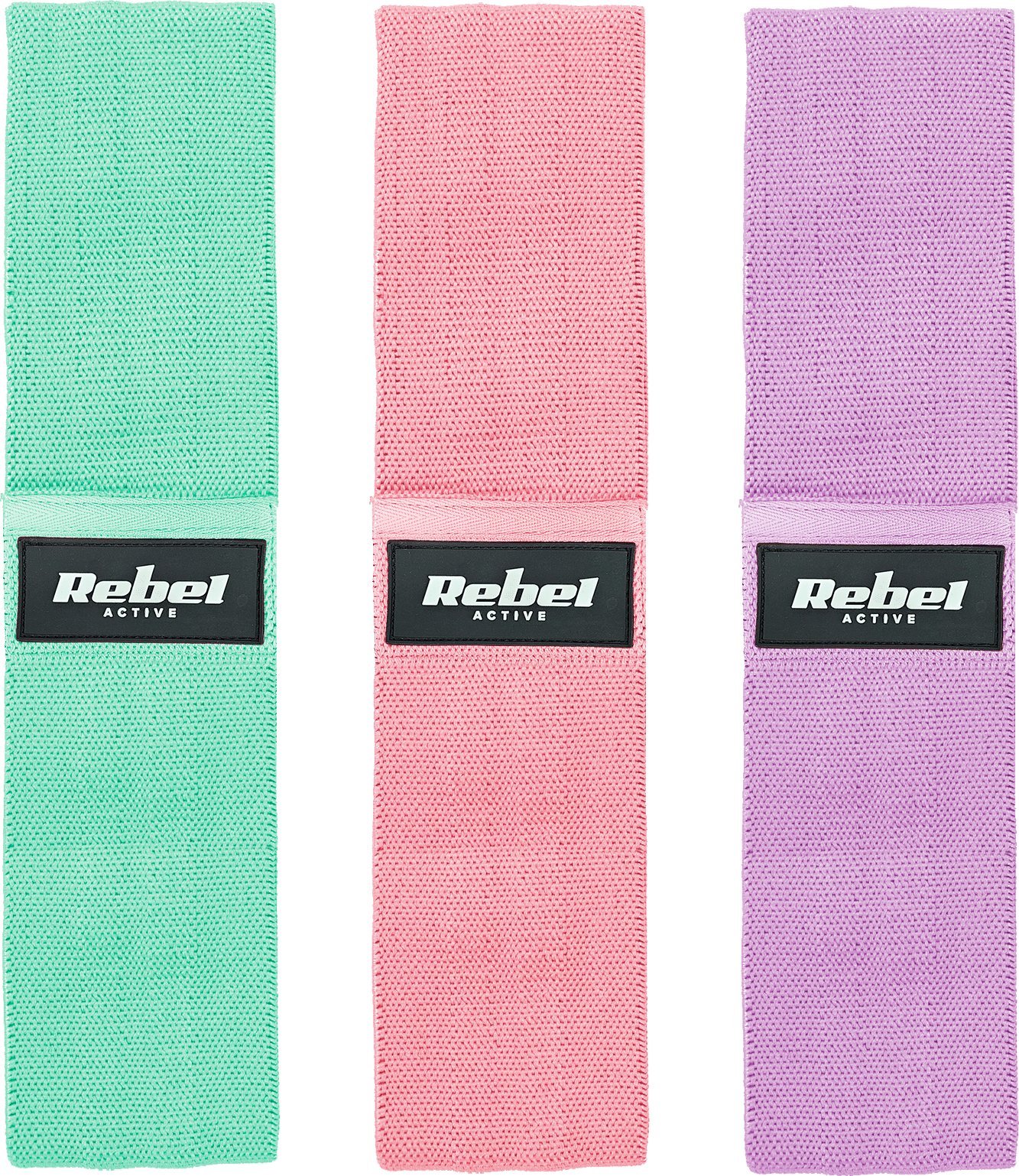 Rebel Zestaw gum do ćwiczeń materiałowy - Mini Band M, 27-55 kg, 3 gumy materiałowe, REBEL ACTIVE