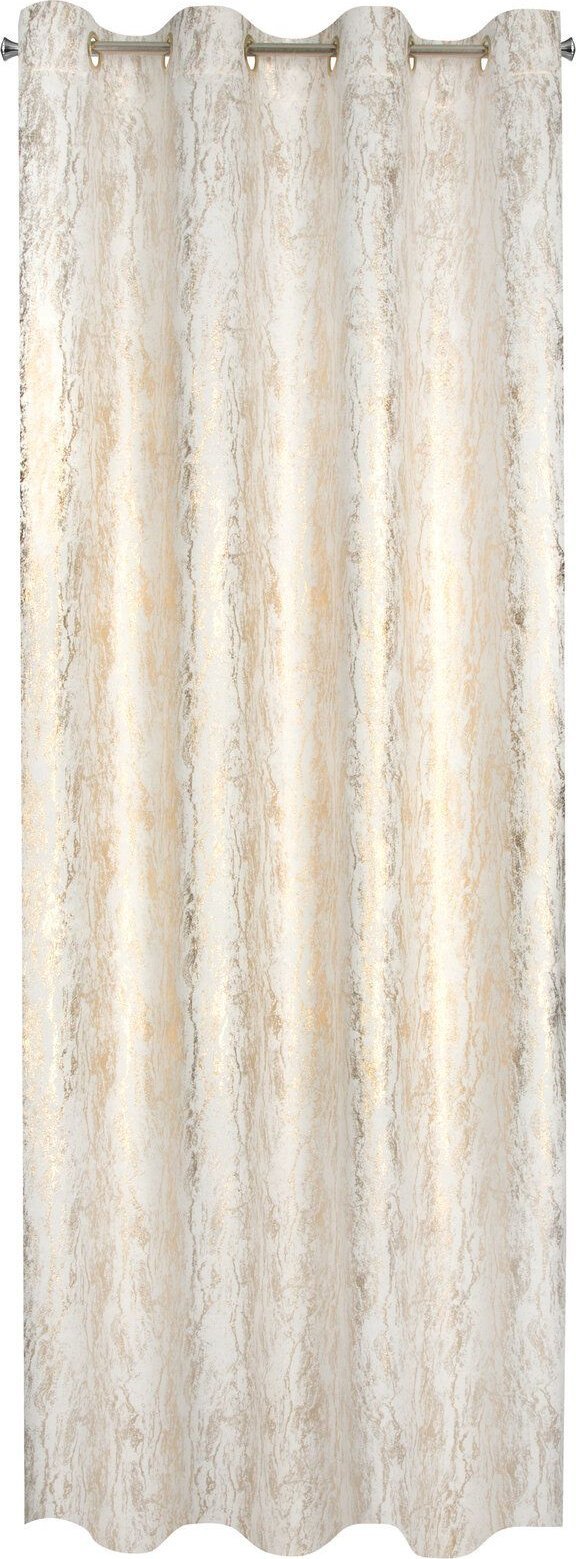 Zasłona z nadrukiem błyszczącym na przelotkach ELISE 140X250 szampańska