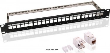 Goobay Zestaw panelu krosowego 19-calowego (48,3 cm) Keystone, 24 porty