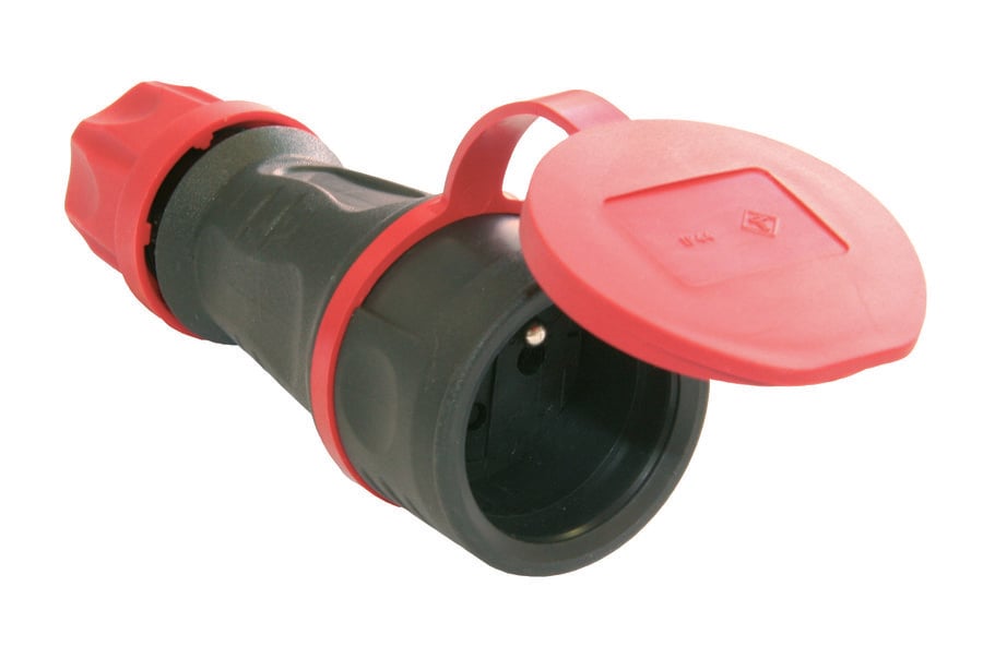 PCE Gniazdo przenośne jednofazowe Top Taurus 10/16A 2 P+Z 230V z bolcem + zatyczka gumowe IP44 24611-S