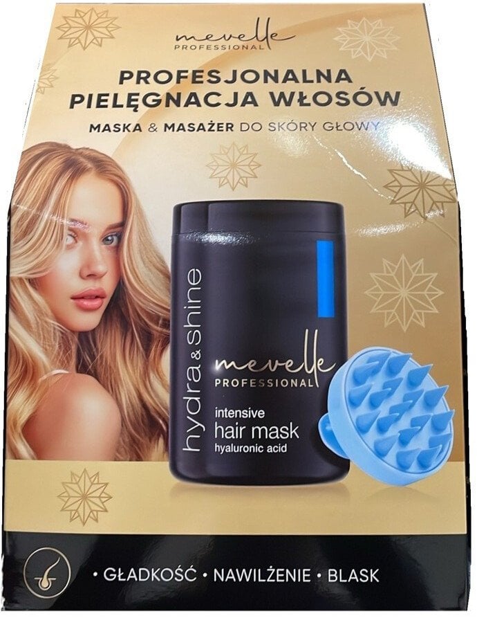 MEVELLE Hydra & Shine maska do włosów 900ml + masażer do skóry głowy