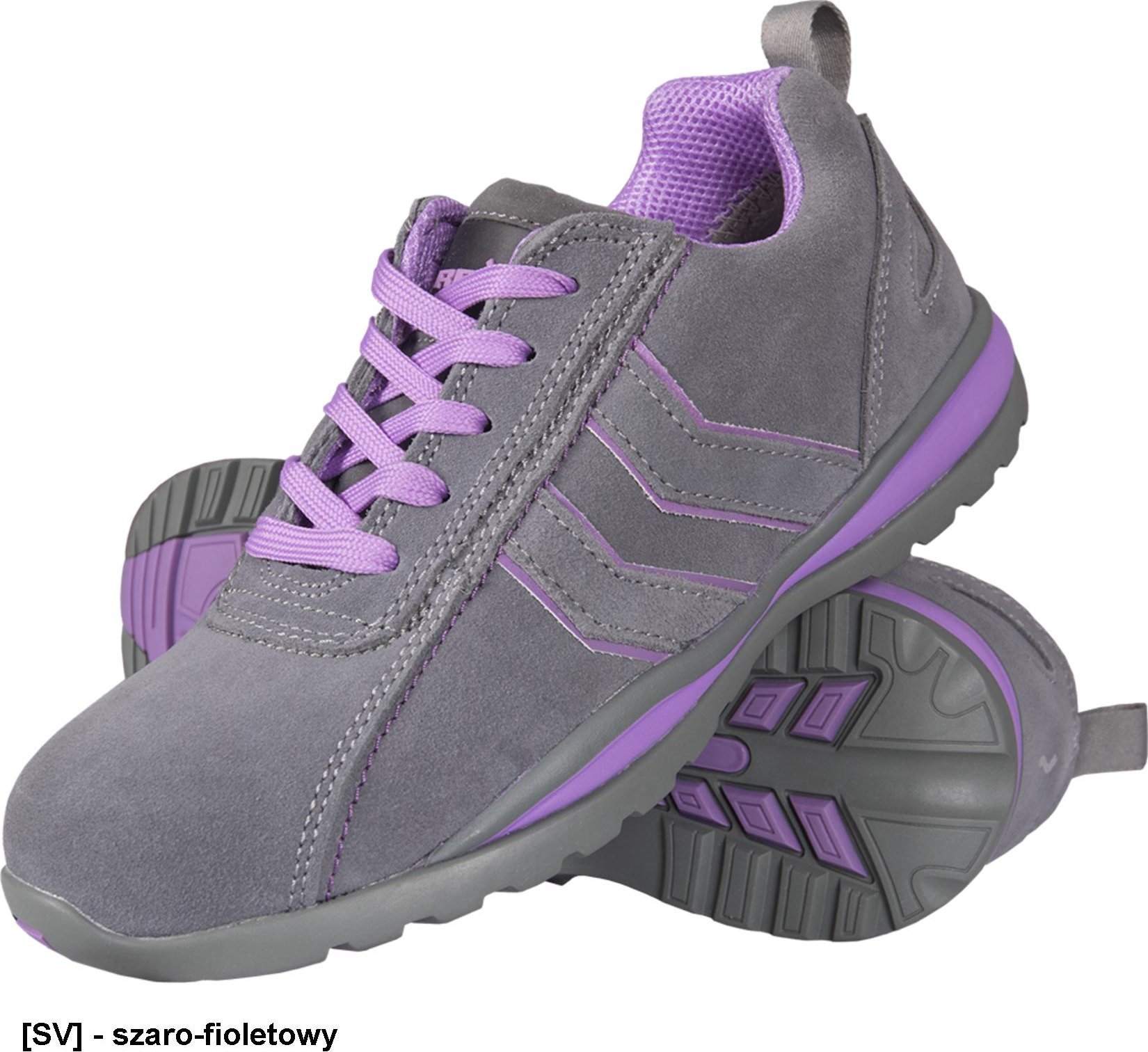 R.E.I.S. BRVENUS SB FO SRA - półbuty damskie bezpieczne VENUS, podnosek, skóra zamsz z siateczką, sznurowane, podeszwa antypoślizgowa olejoodporna, z