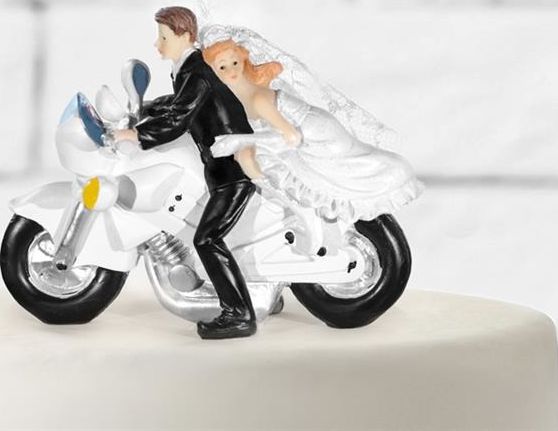 Party Deco Figurka na tort weselny, Para Młoda na motorze, 11,5x15 cm uniwersalny