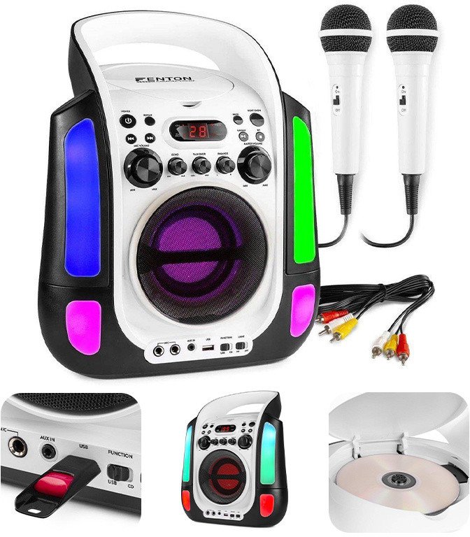 Karaoke system z CD i 2 mikrofonami SBS30W one size
