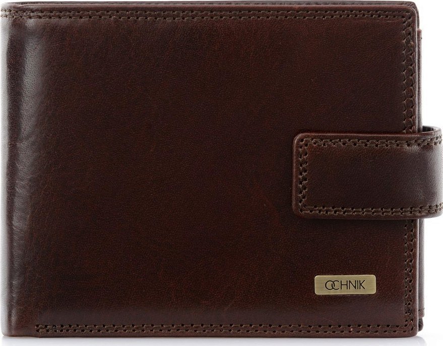OCHNIK OCHNIK skórzany portfel męski PL-191 brąz PL-191-89