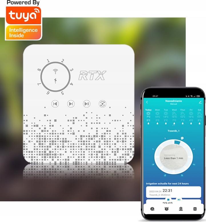 RTX Sterownik podlewania ogrodu RTX TUYA WiFi 8 Stref