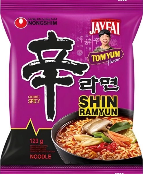 Oryginalna zupa Shin Ramyun Tom Yum Jayfai, bardzo ostra 123g - Nongshim