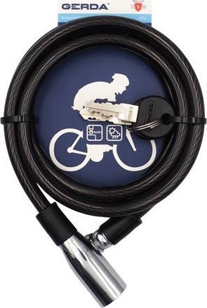 Zapięcie rowerowe Gerda linka, korpus okrągły chromowany Flex 1200/8P czarne 0SFLU120008 06P2YP