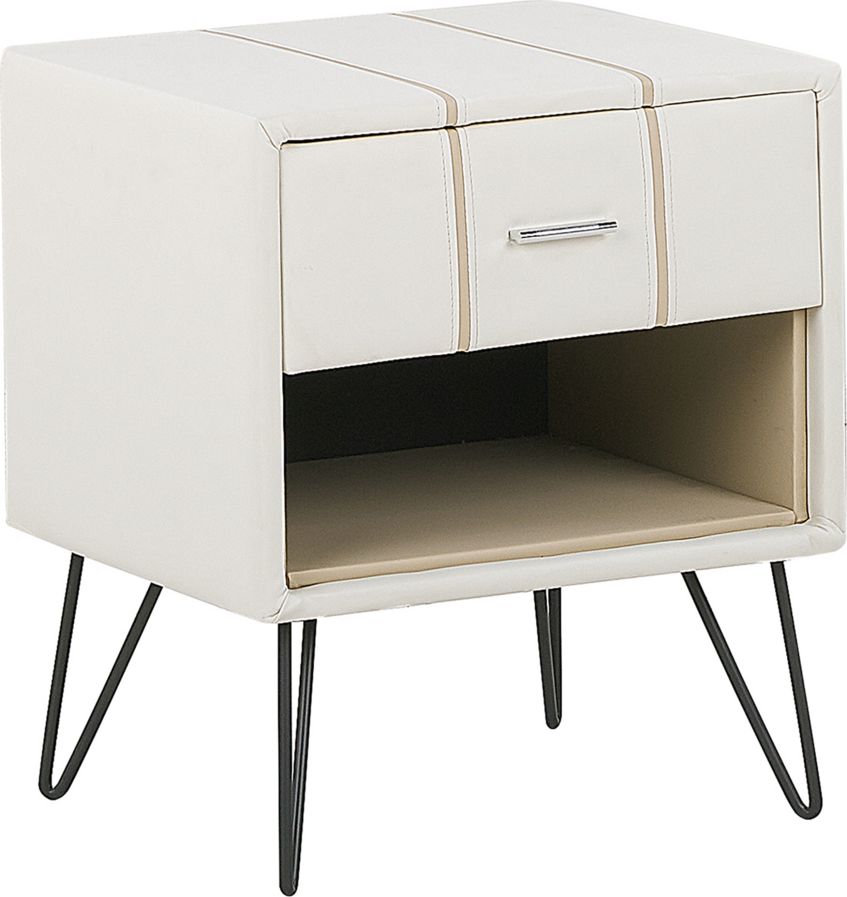 Beliani Szafka nocna ekoskóra biała BETIN