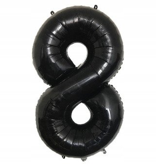 Grajlandia Balon foliowy na hel w kształcie cyfry 8 czarny 80CM