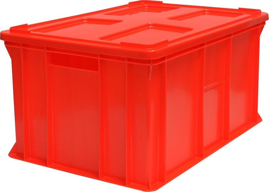 Artech Pojemnik transportowy EURO 300 z pokrywą, dno i ścianki pełne wym. 600 x 400 x 300 mm (kolor: czerwony)