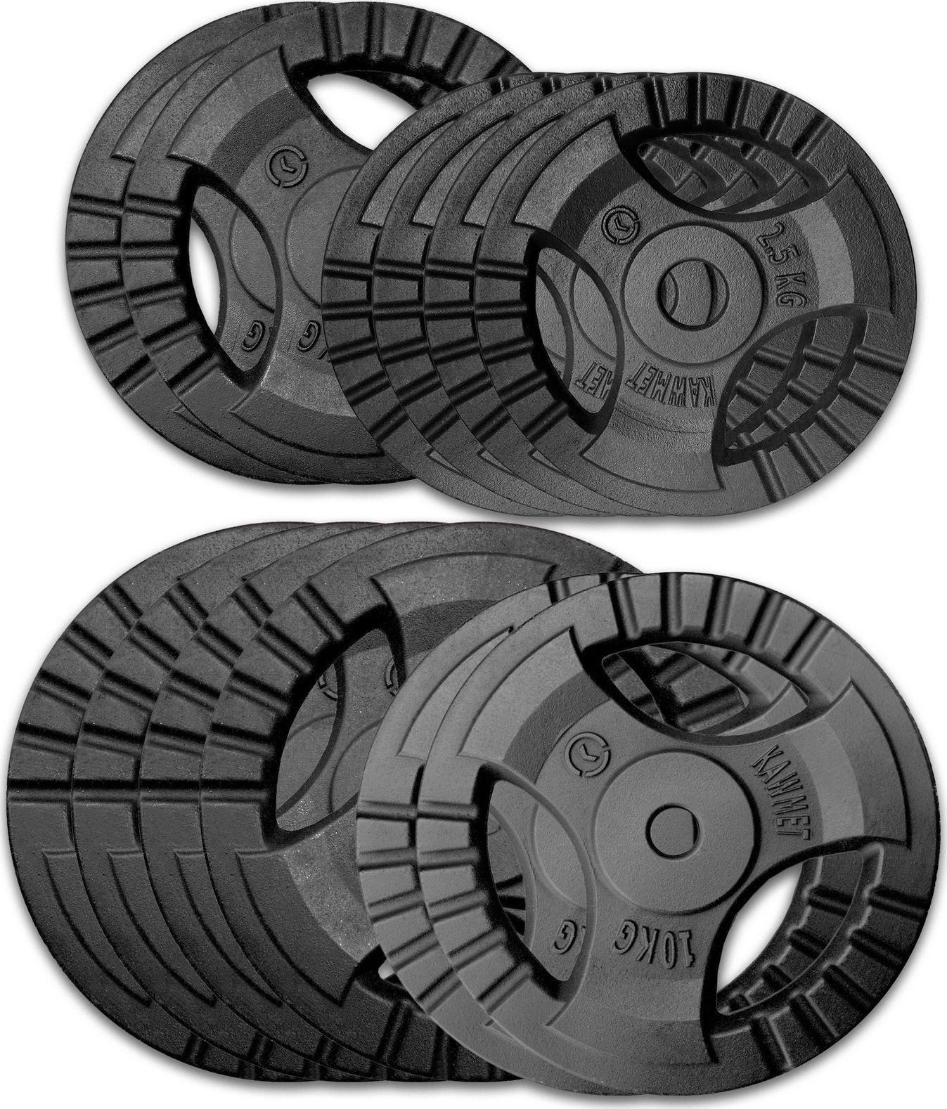 Kawmet Zestaw obciążeń żeliwnych 100kg (30,5 mm) - 2x20 kg, 4x10 kg, 2x5 kg, 4x2,5 kg