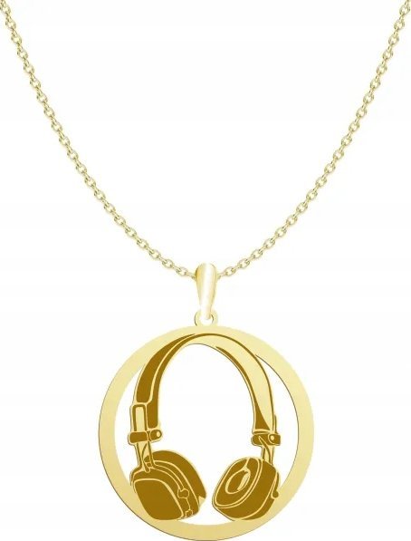 Radziszewska Jewellery Pozłacany Naszyjnik Słuchawki DJ GRAWER GRATIS