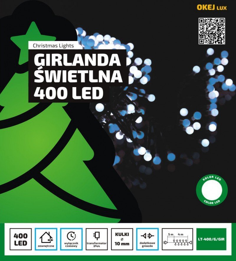 Lampki choinkowe Okej Lux Lampki choinkowe girlanda LT-400/G/GIR LED różowy + zielony zewnętrzne OKEJ LUX