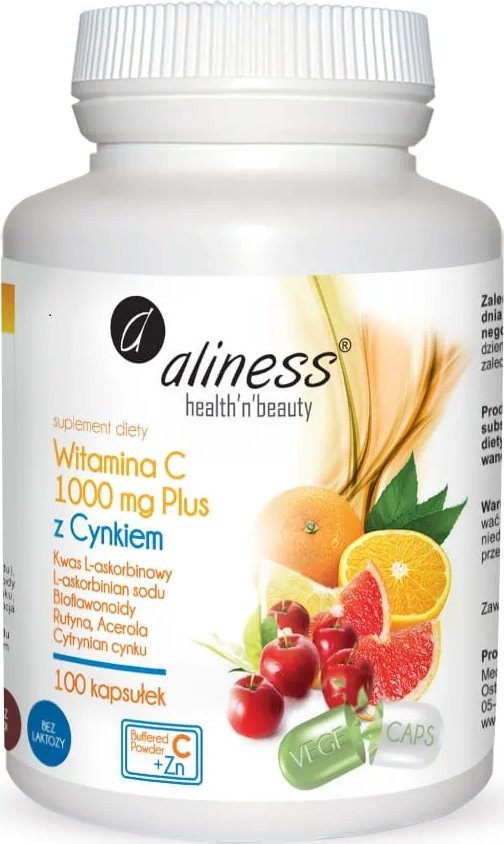 Aliness Aliness - Witamina C 1000 mg z Cynkiem Plus Bioflawonoidy Rutyna Acerola, 100 vkaps