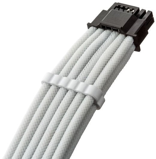 CableMod C-Series Pro ModMesh Sleeved 12V-2x6 12VHPWR StealthSense PCIe Kabel für Corsair Type 5 RMx SHIFT (16-pin to 90 ° 16-pin, 65cm) - weiß