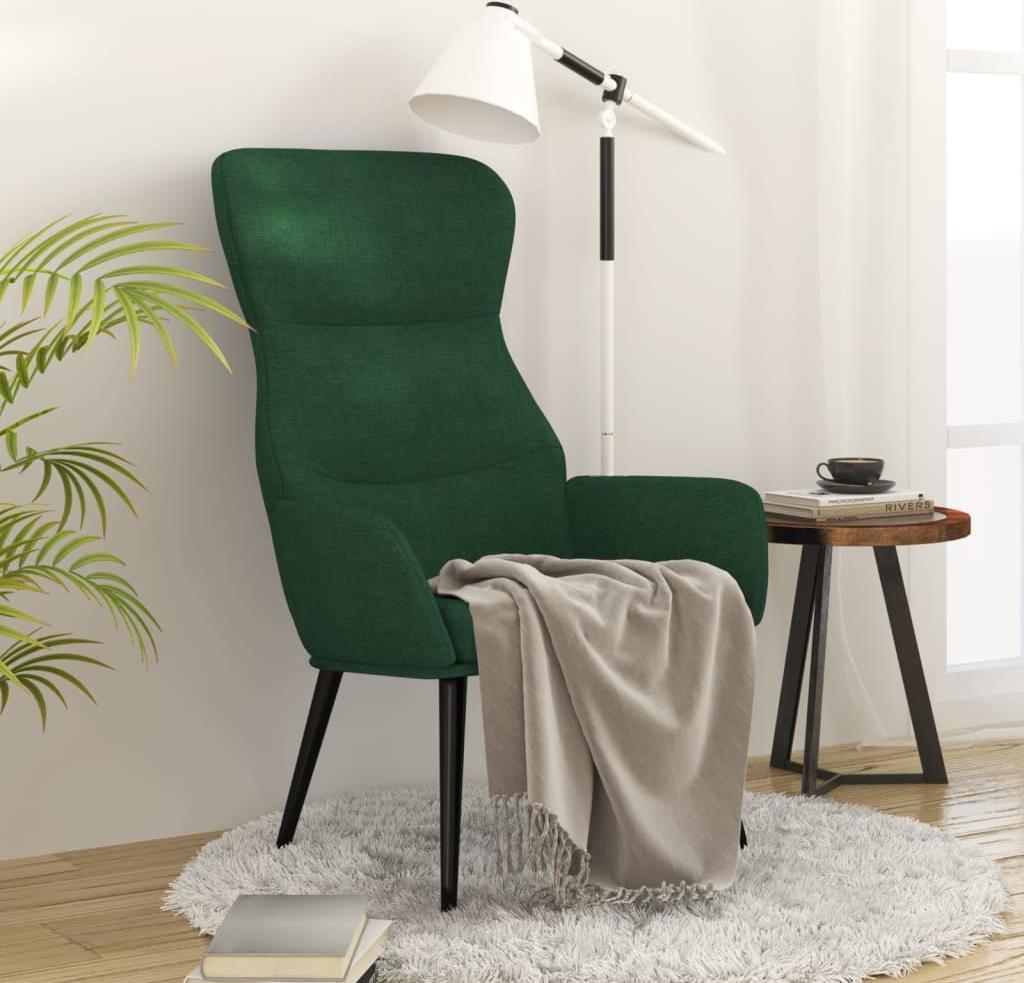 vidaXL vidaXL Krzesło wypoczynkowe, ciemnozielone, obite tkaniną