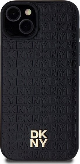 DKNY DKHMP15SPSHRPSK iPhone 15 / 14 / 13 6.1" czarny/black hardcase Leather Pattern Metal Logo MagSafe