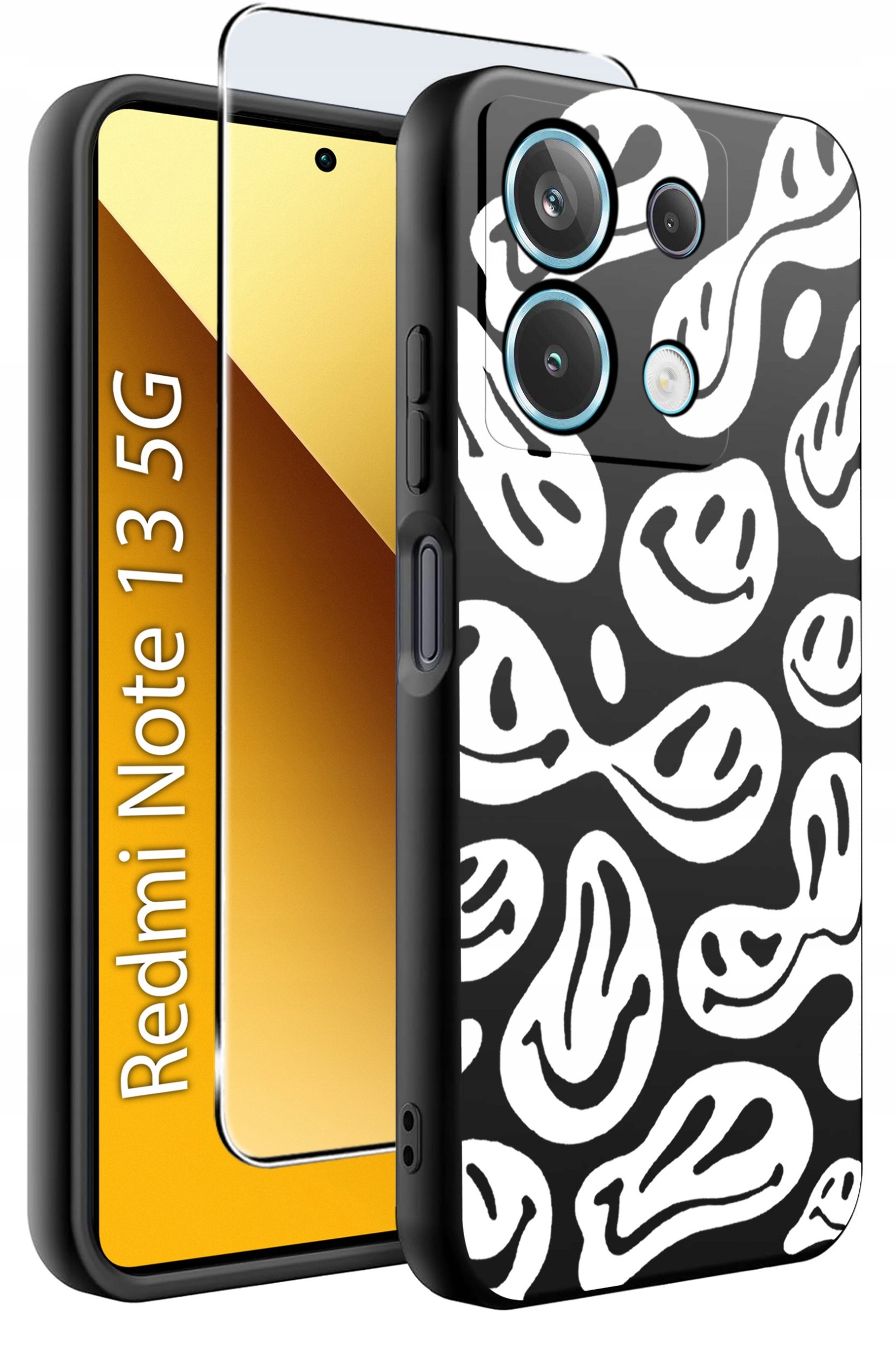 ETUI do Xiaomi Redmi Note 13 5G WZORY |SILIKONOWE MATT CASE +SZKŁO 9H