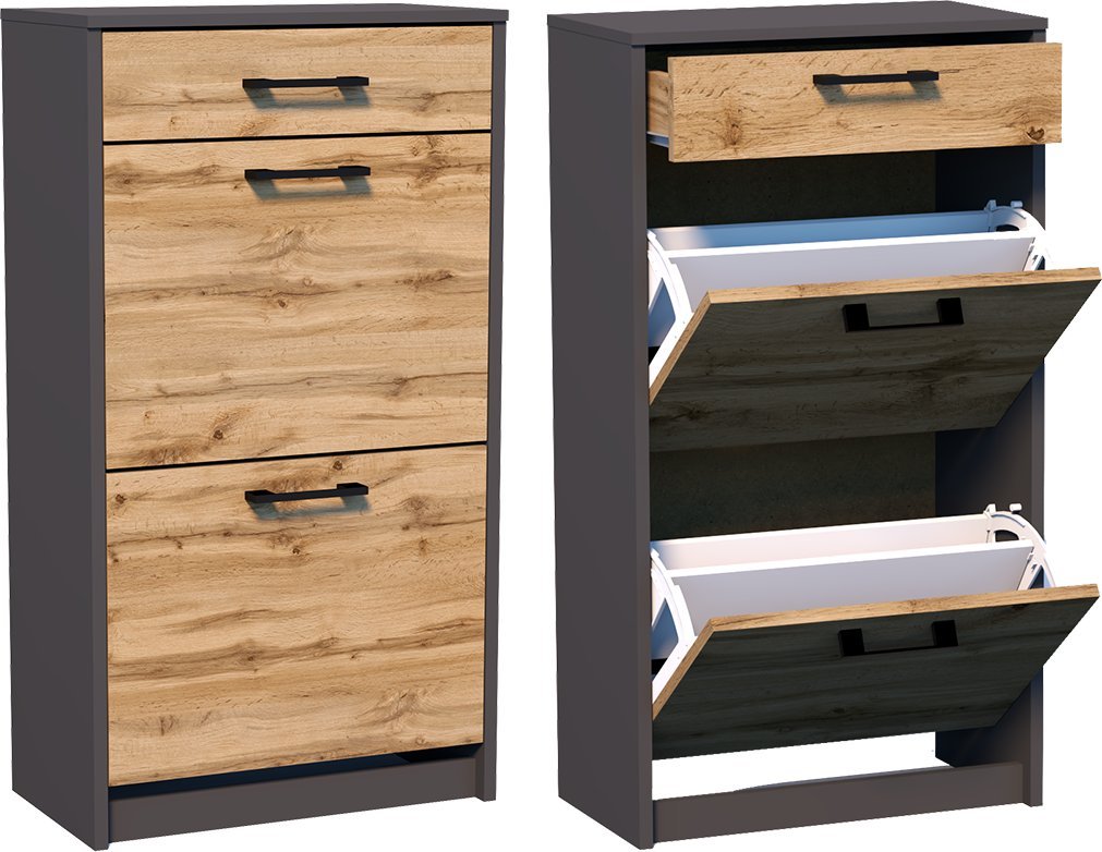Meble-Bestseller Szafka na buty K034 Grafit-Wotan 92x50x28 cm