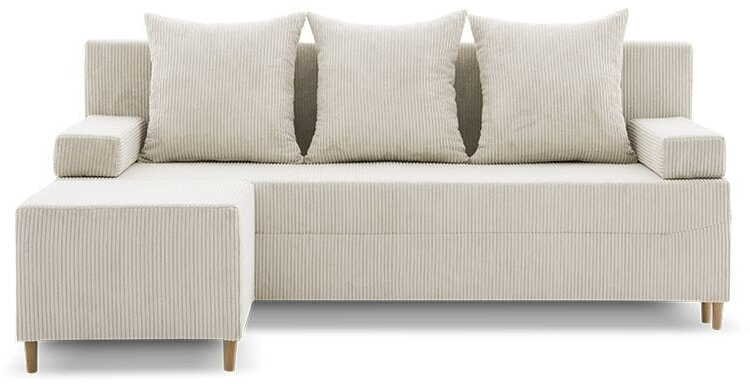 Adams Group Kanapa z pufą, trzyosobowa, 3w1, sztruksowy, PANORA, 191x92x92 cm, beżowy