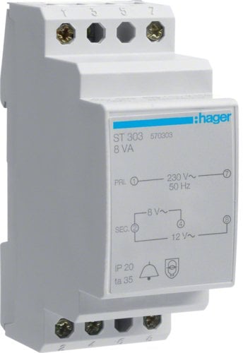 Transformator dzwonkowy 230/8-12VAC 8VA ST303